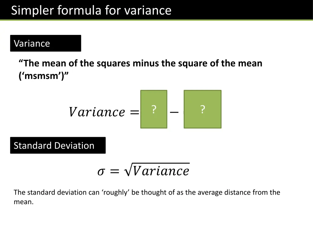 simpler formula for variance