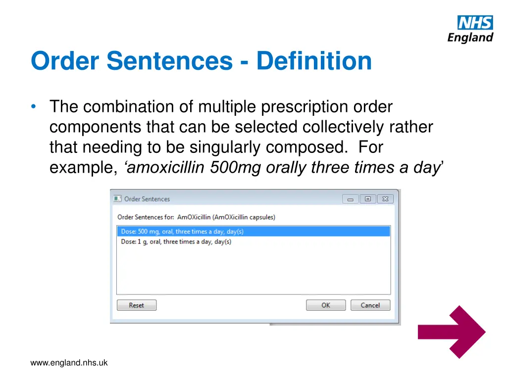 order sentences definition