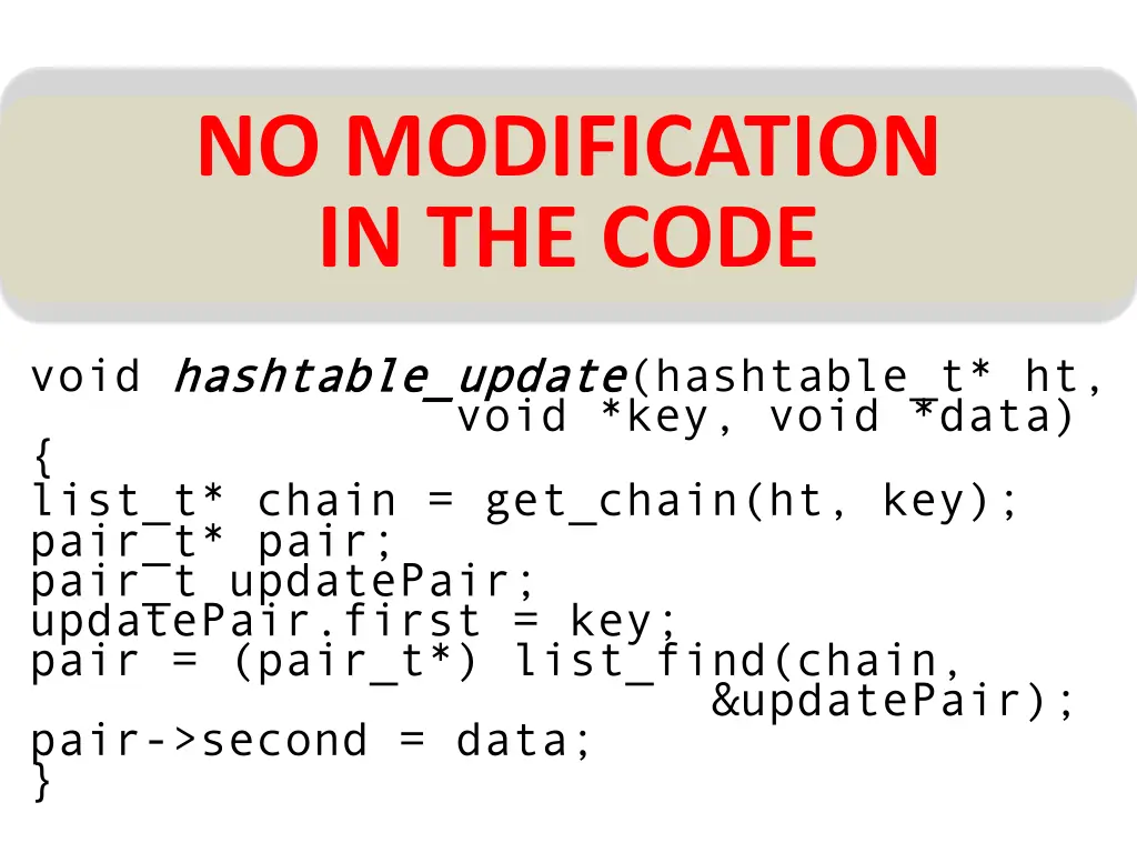 no modification in the code