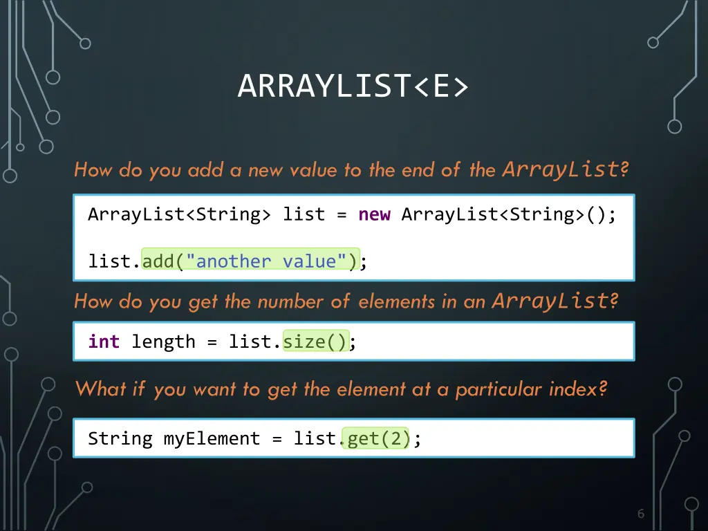 arraylist e 1