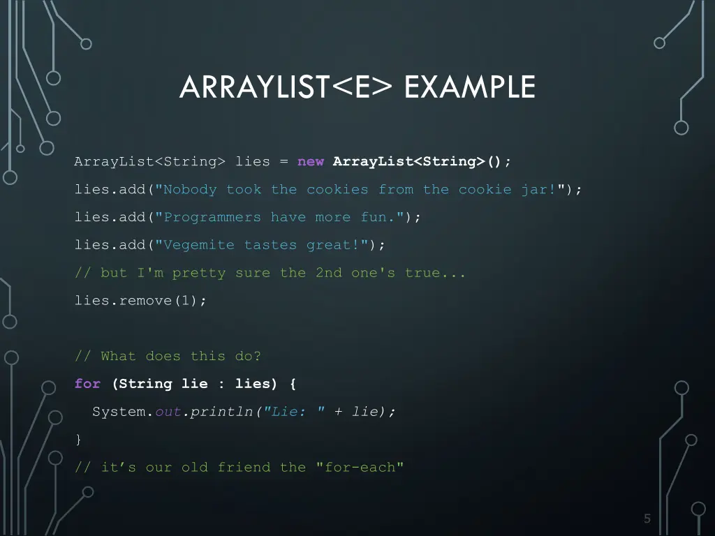 arraylist e example