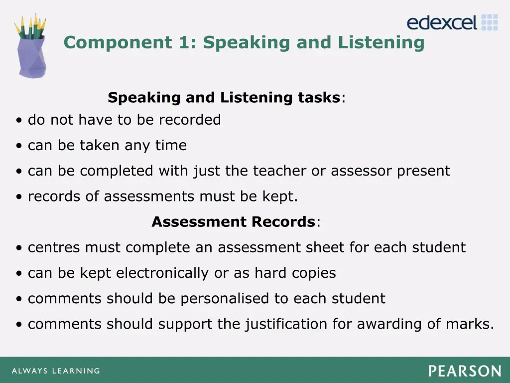 component 1 speaking and listening 3