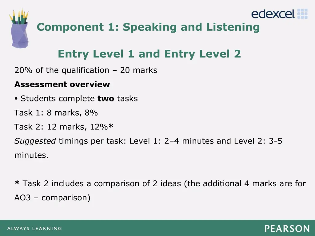 component 1 speaking and listening