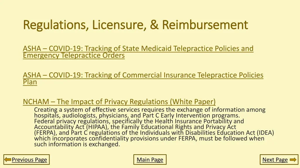 regulations licensure reimbursement regulations 2