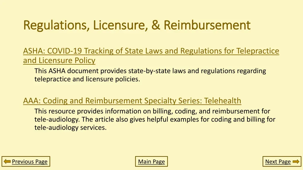 regulations licensure reimbursement regulations