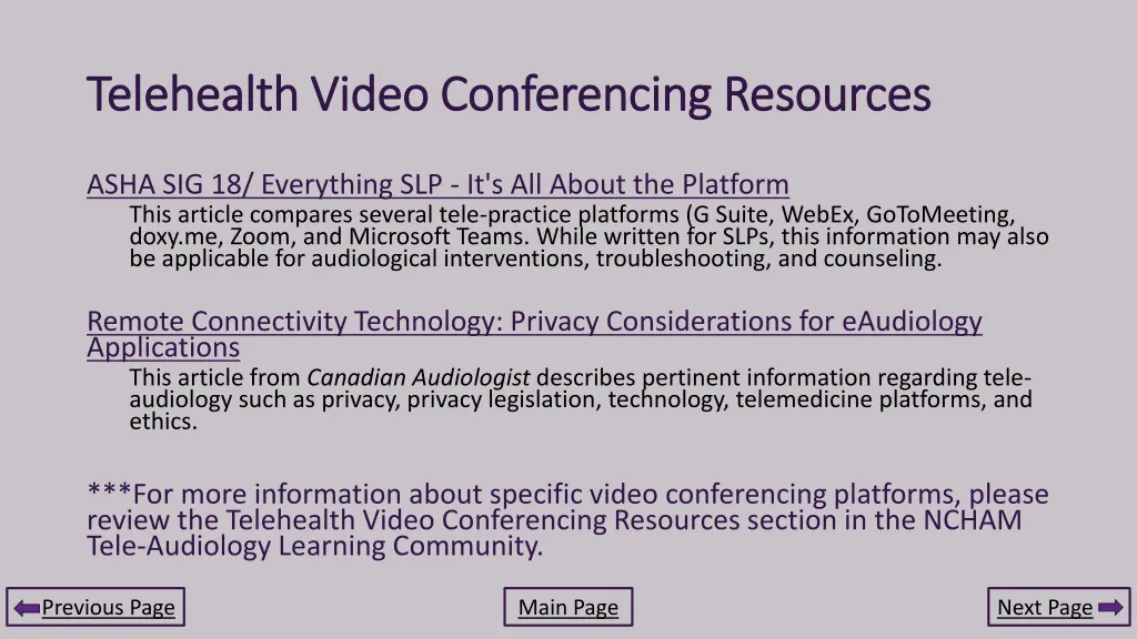 telehealth video conferencing resources