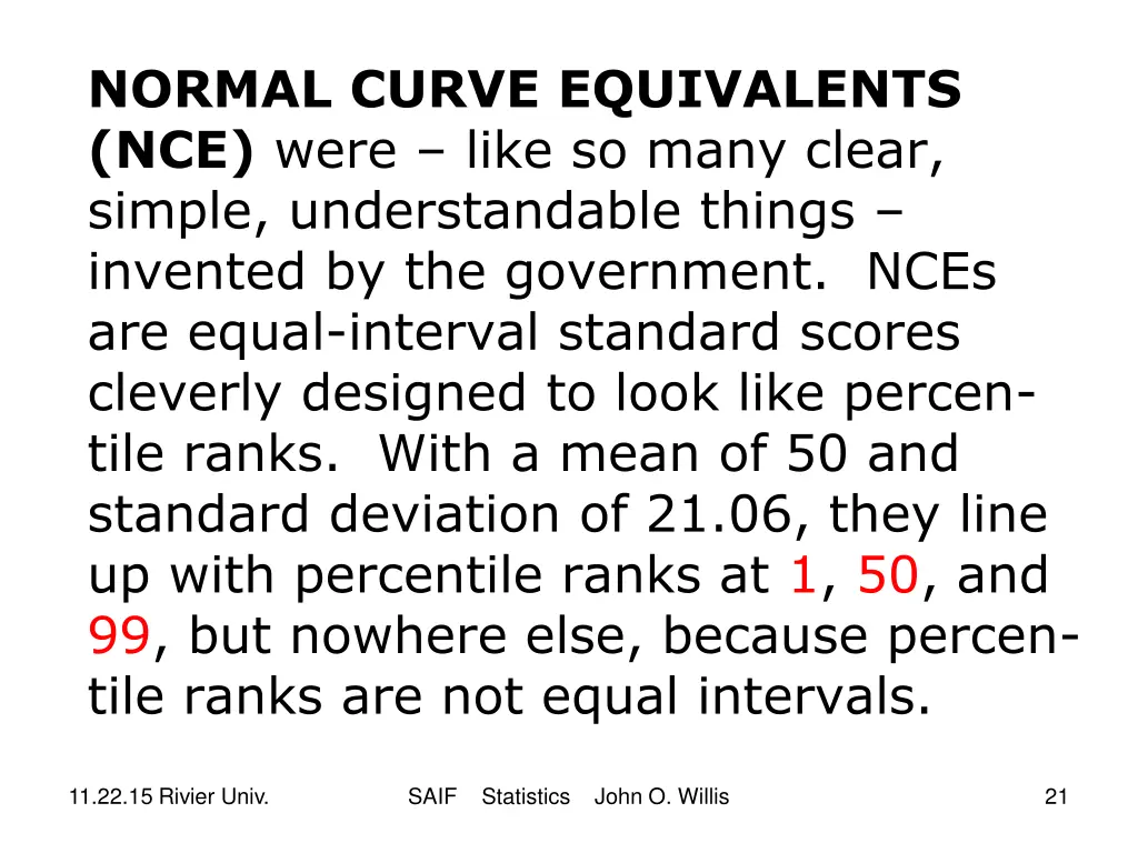 normal curve equivalents nce were like so many