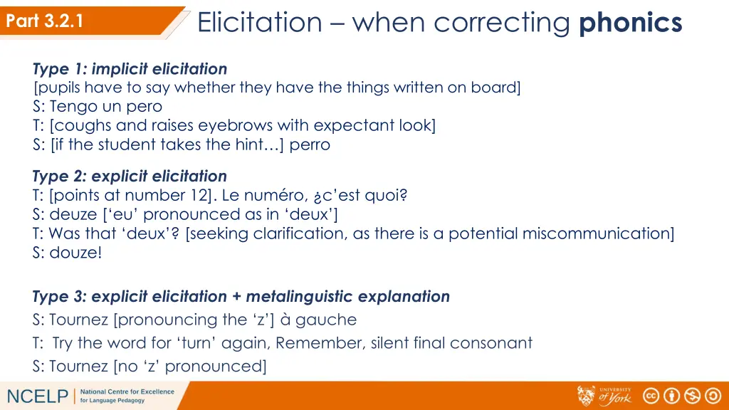 elicitation when correcting phonics