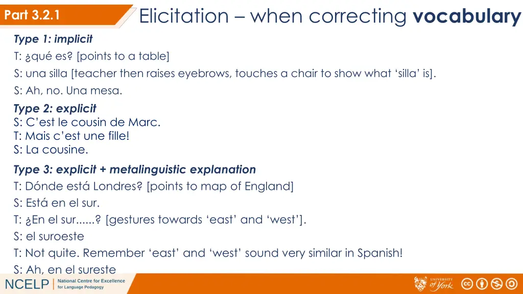 elicitation when correcting vocabulary