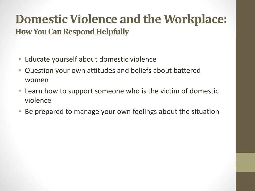 domestic violence and the workplace 1