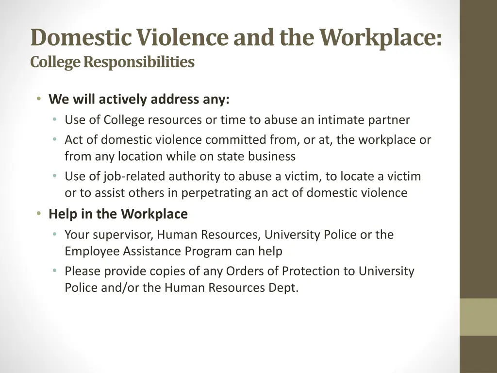 domestic violence and the workplace college