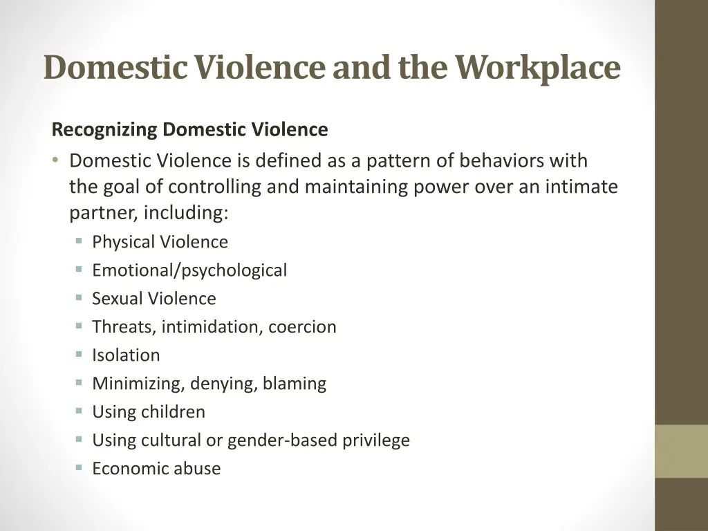 domestic violence and the workplace