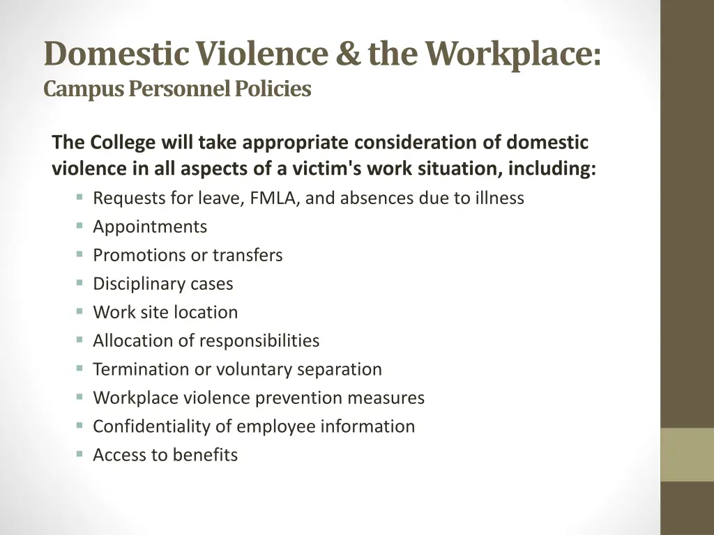 domestic violence the workplace campus personnel