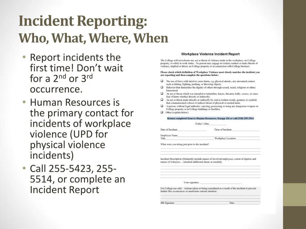 incident reporting who what where when report