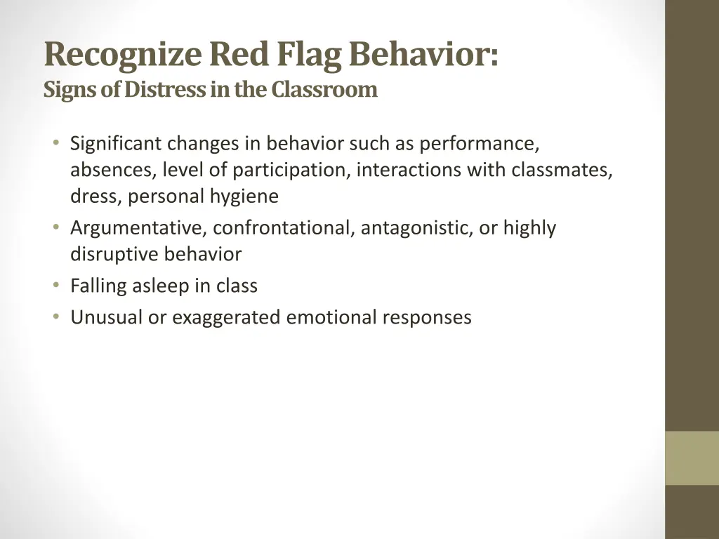 recognize red flag behavior signs of distress 1