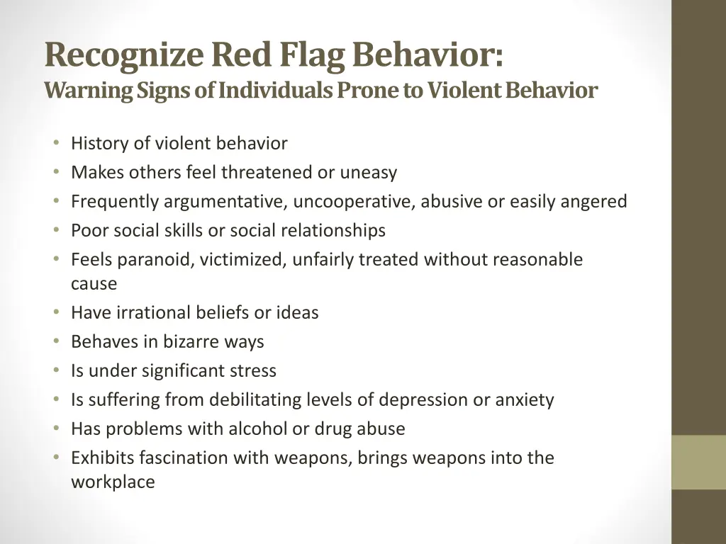 recognize red flag behavior warning signs