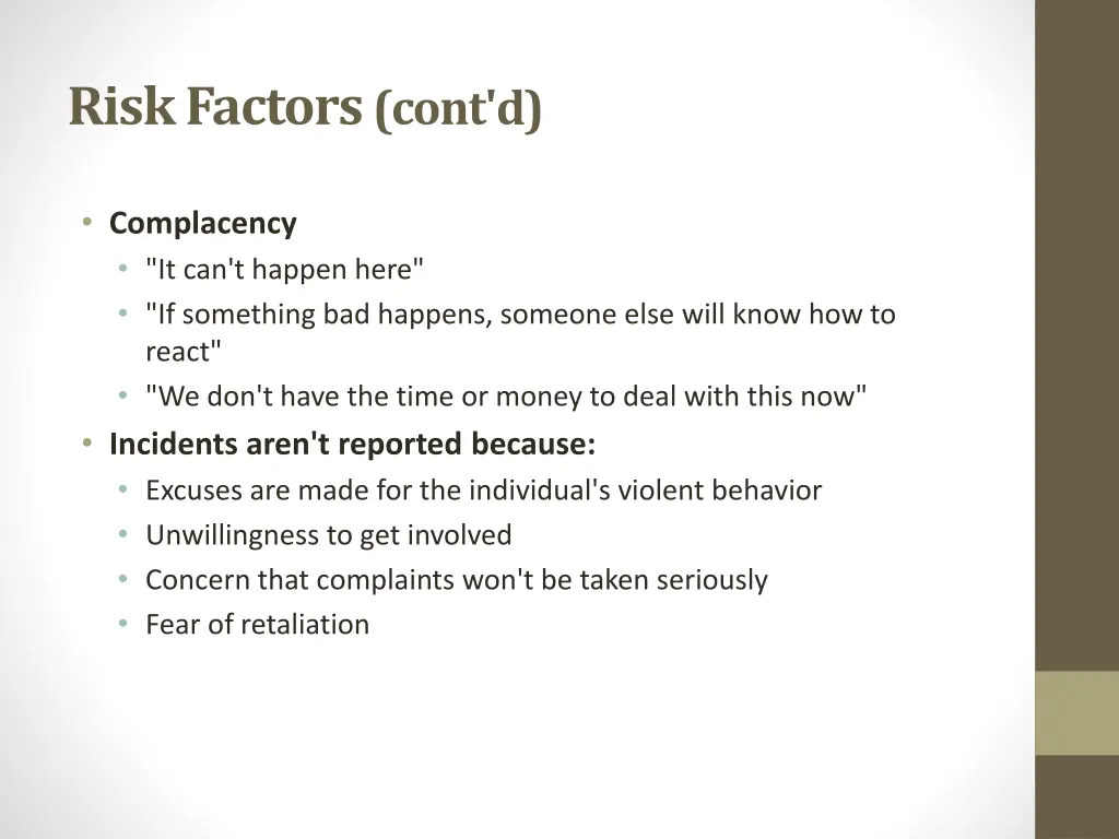 risk factors cont d