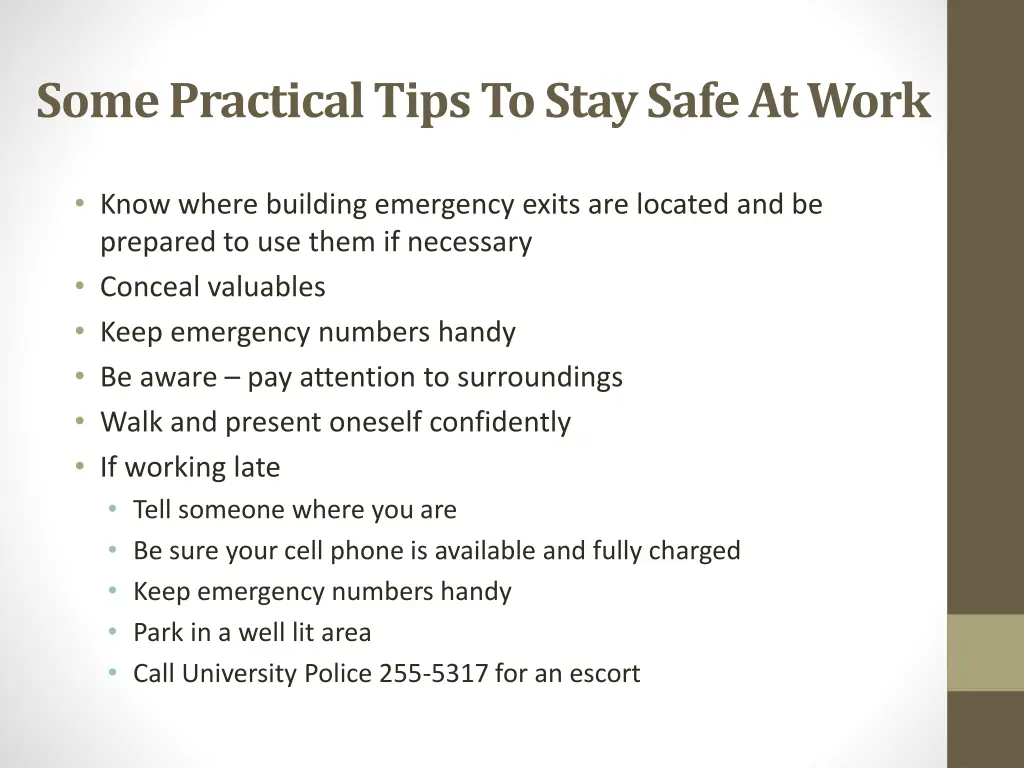 some practical tips to stay safe at work