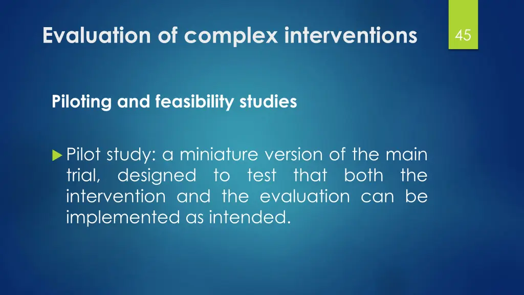 evaluation of complex interventions