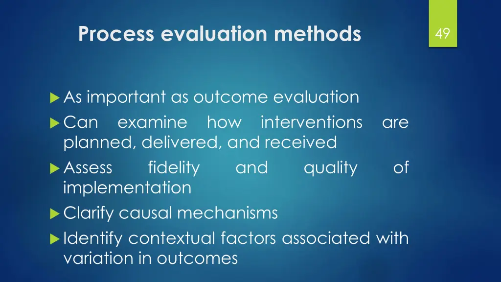 process evaluation methods