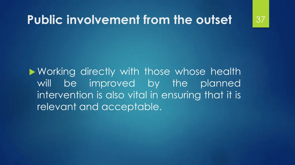 public involvement from the outset