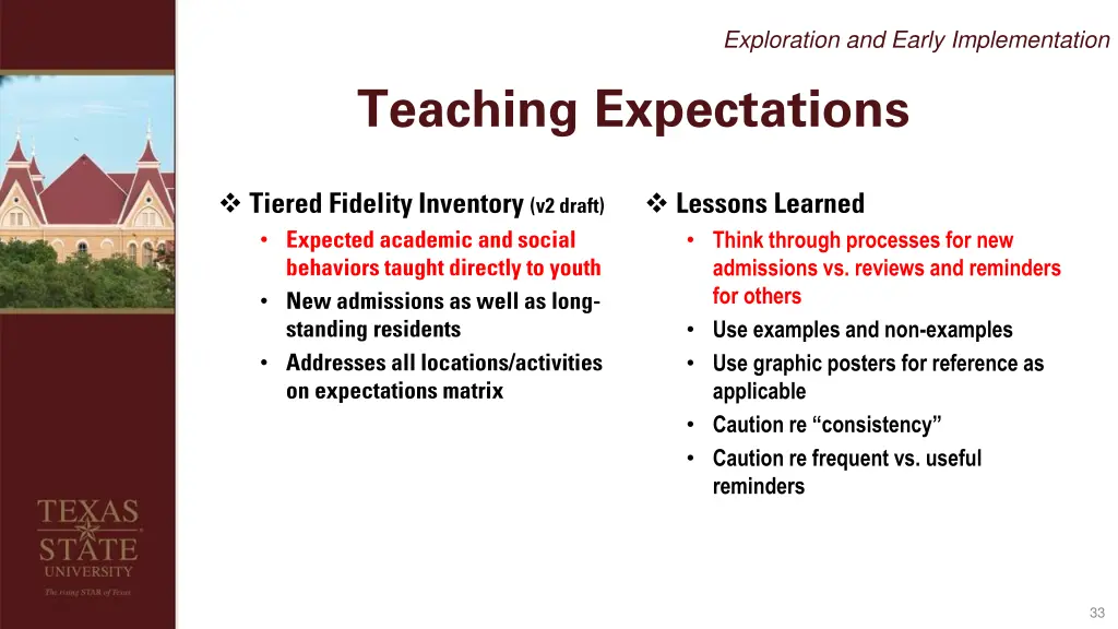 exploration and early implementation 13