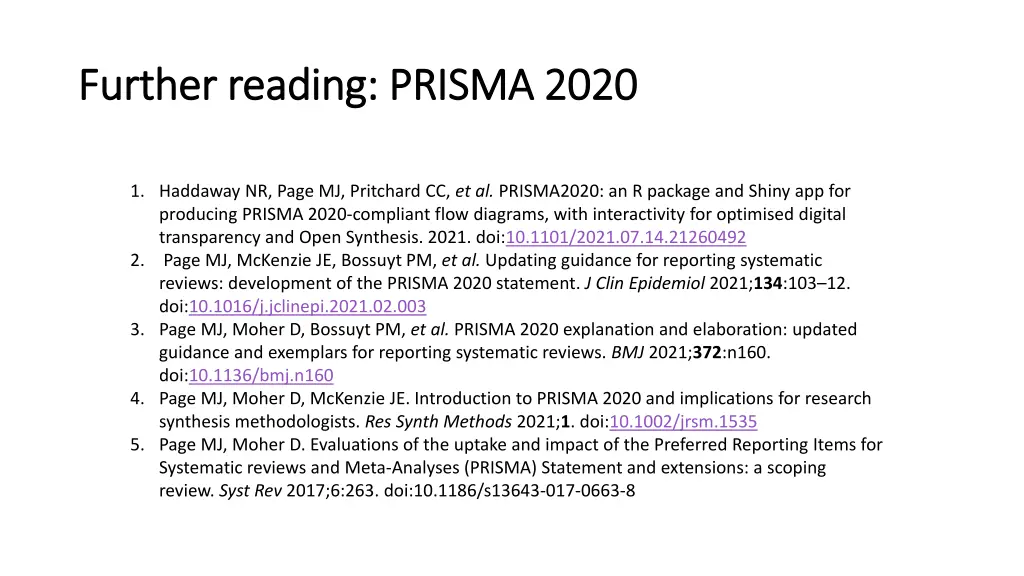 further reading prisma 2020 further reading