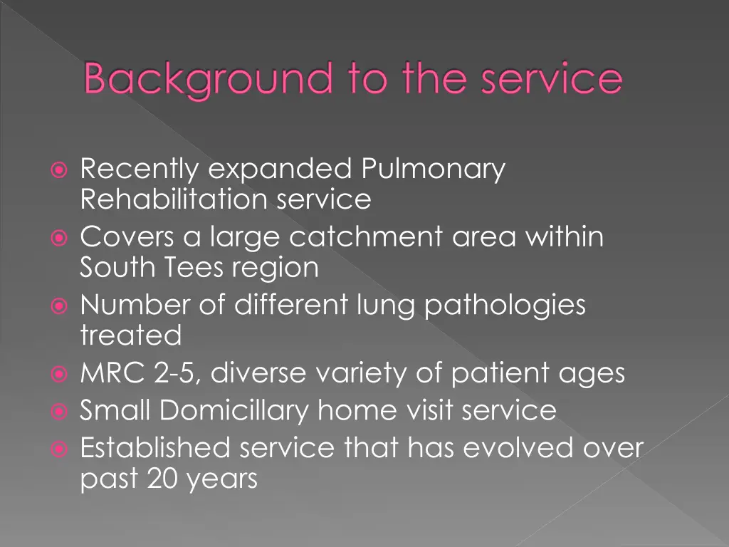 background to the service