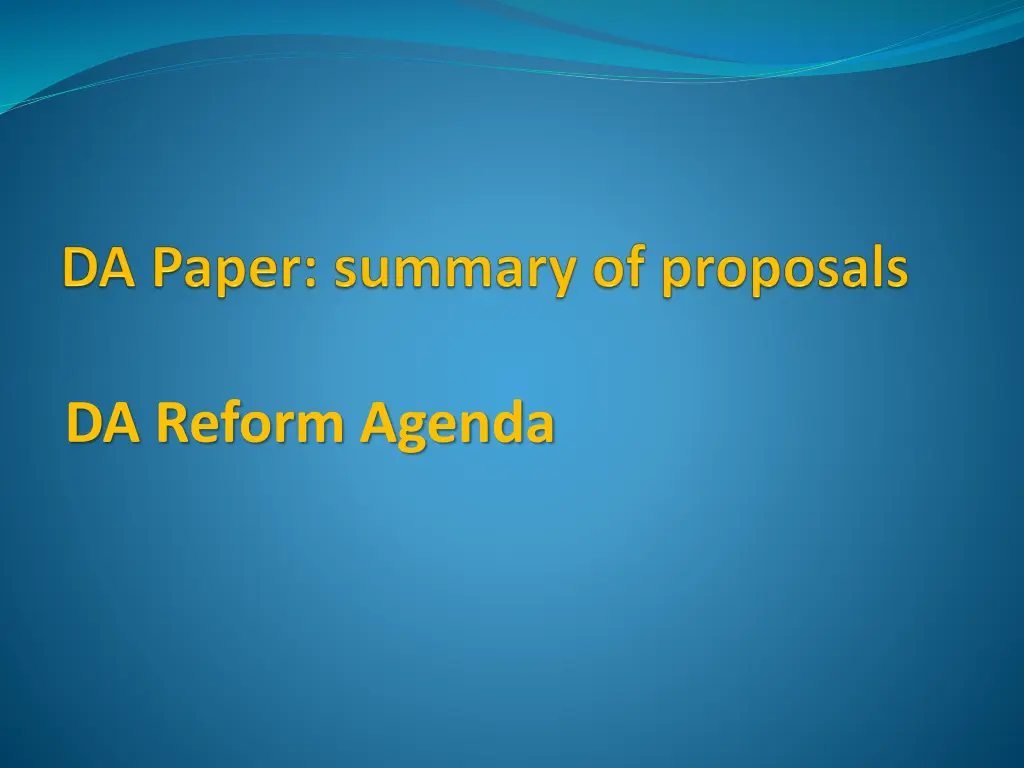 da reform agenda