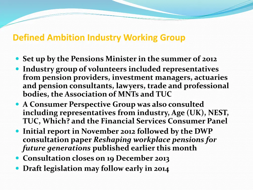 defined ambition industry working group