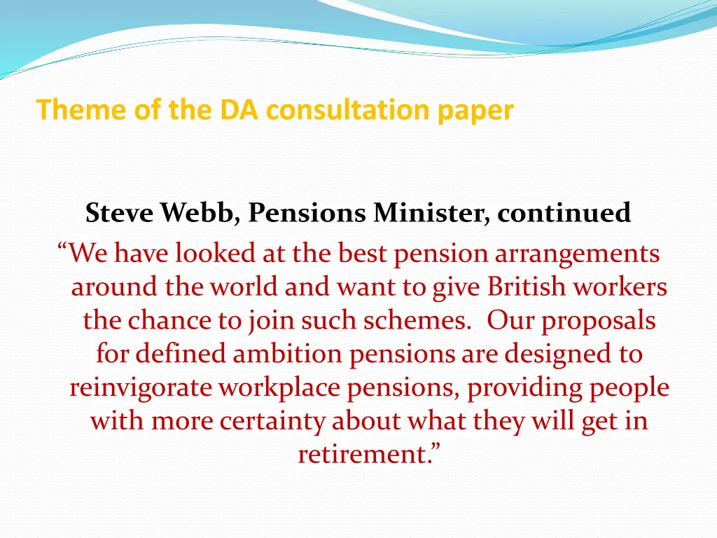 theme of the da consultation paper 1