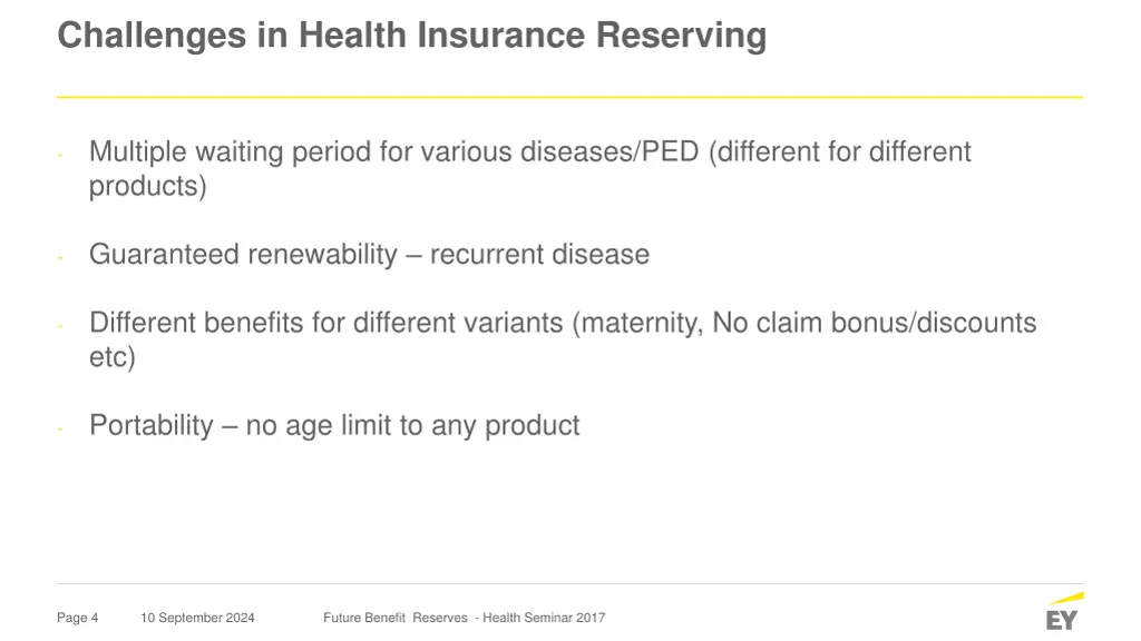 challenges in health insurance reserving