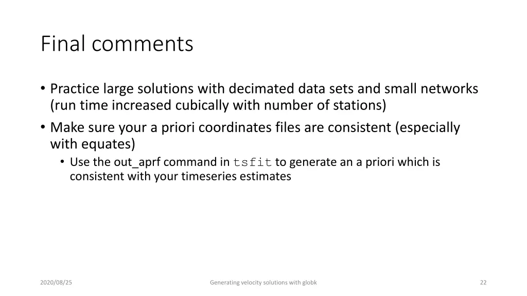 final comments