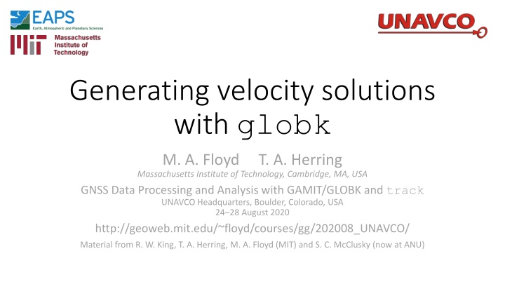 generating velocity solutions with globk