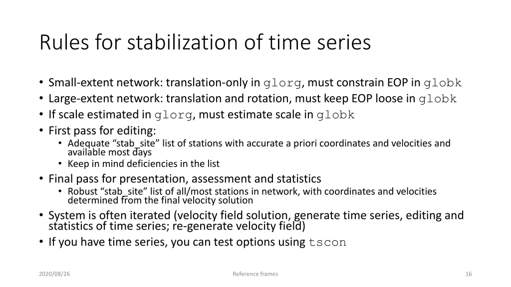 rules for stabilization of time series