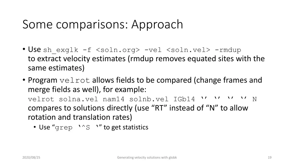 some comparisons approach