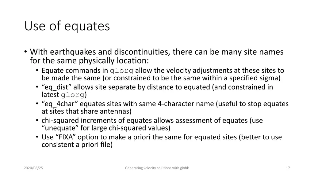 use of equates