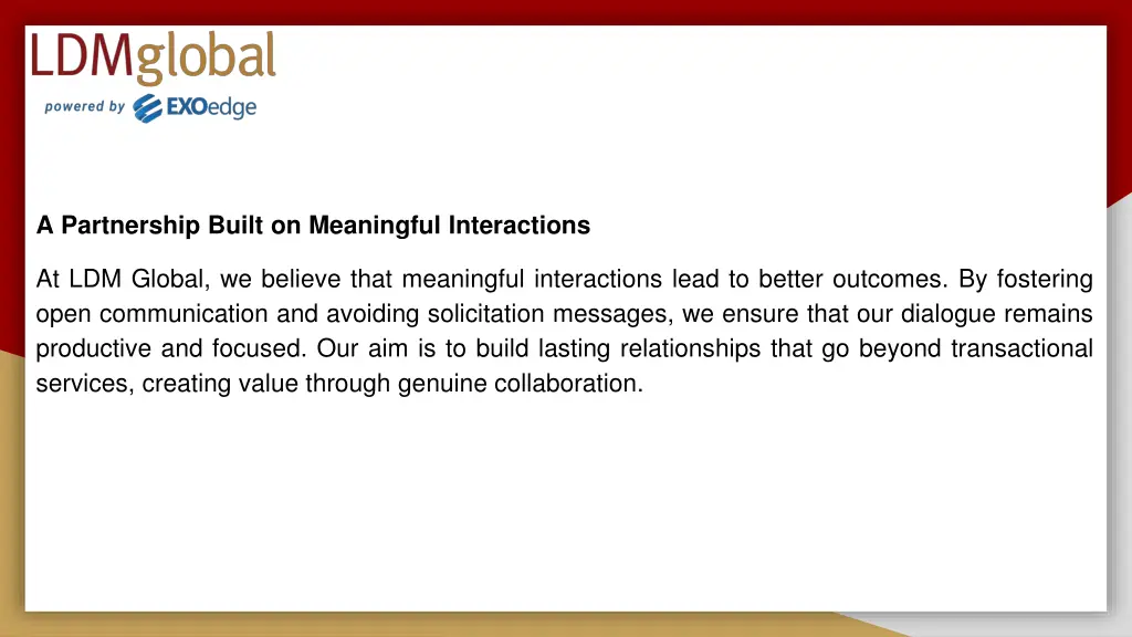 a partnership built on meaningful interactions