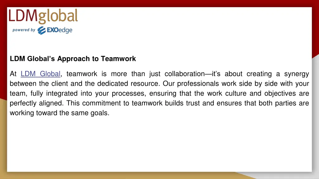 ldm global s approach to teamwork