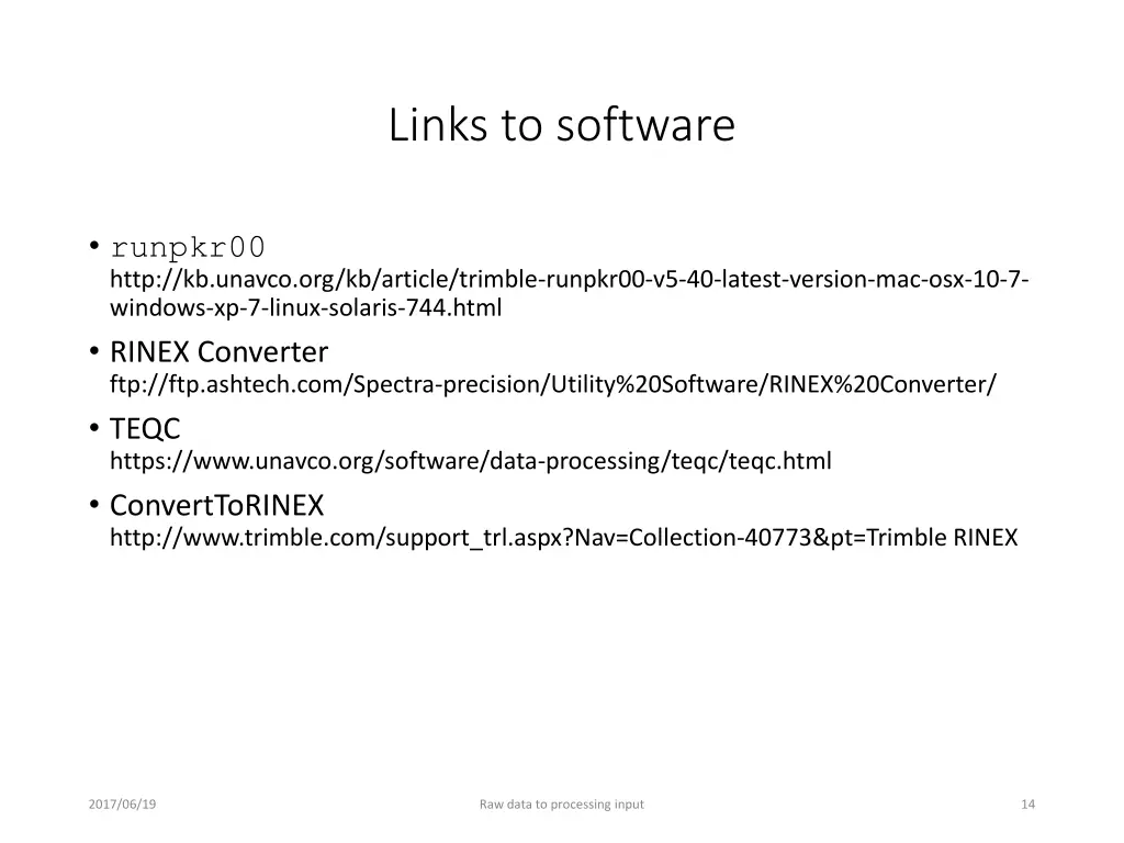 links to software