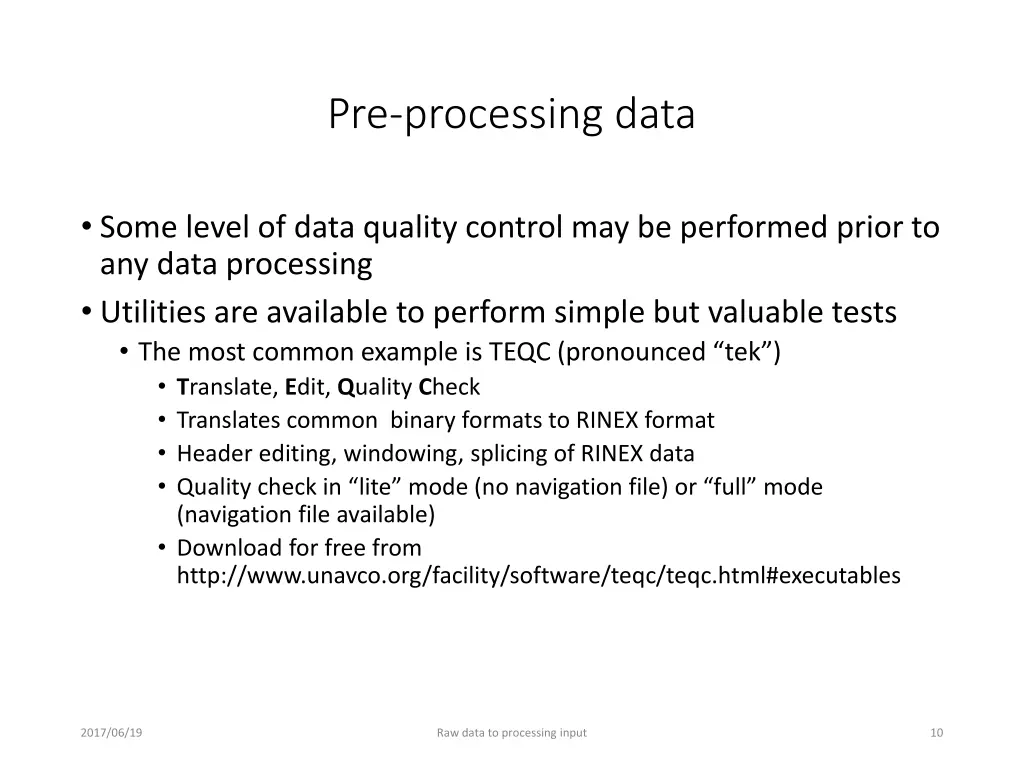 pre processing data