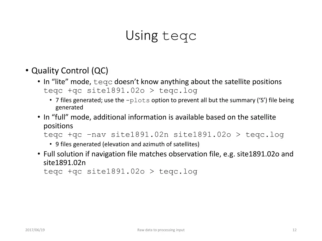 using teqc 1