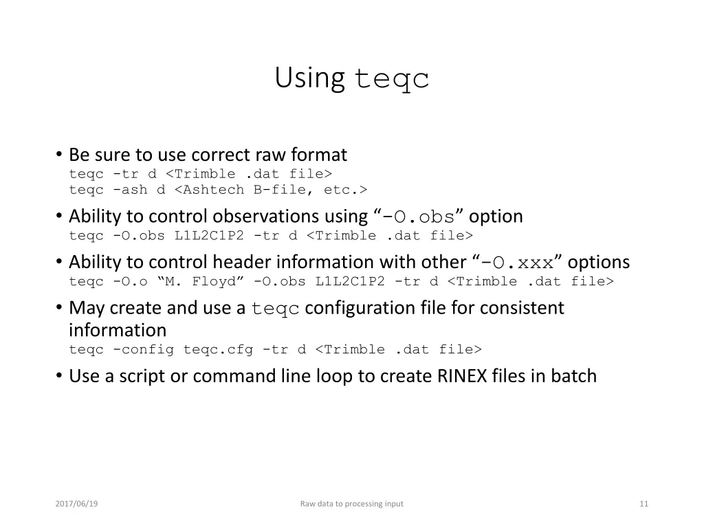 using teqc