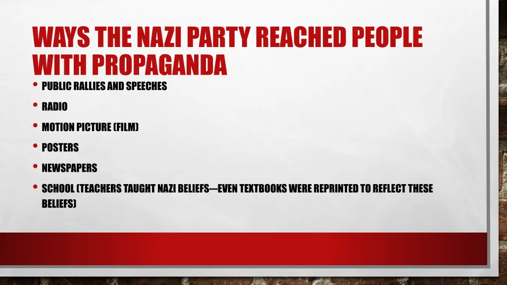 ways the nazi party reached people with