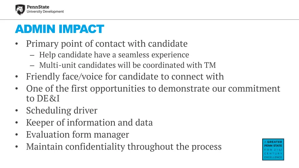 admin impact primary point of contact with