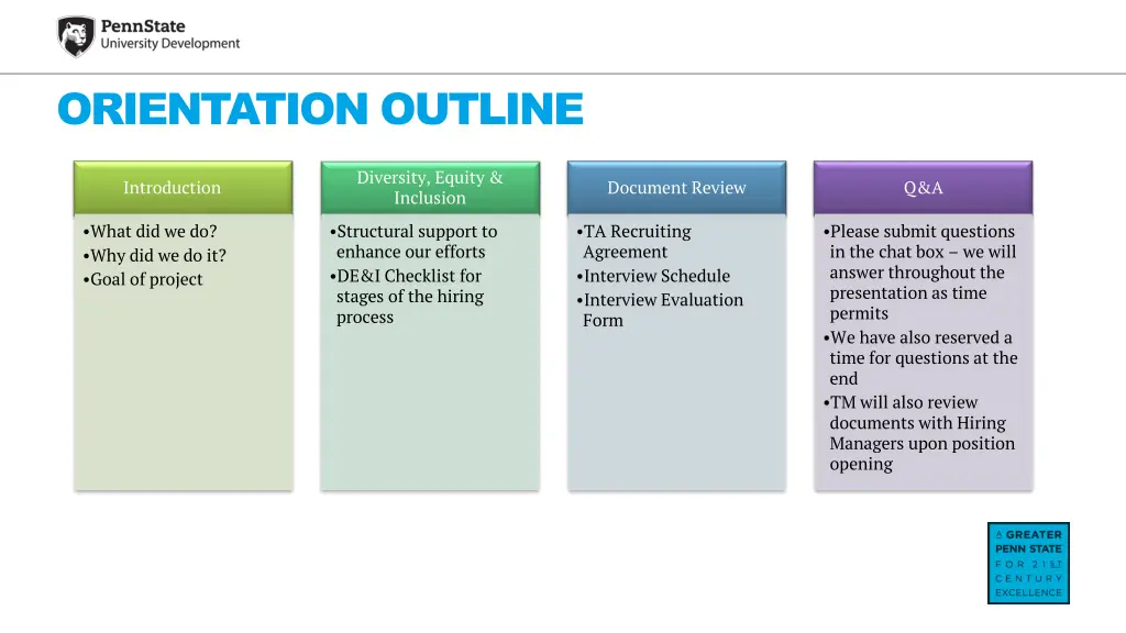 orientation outline