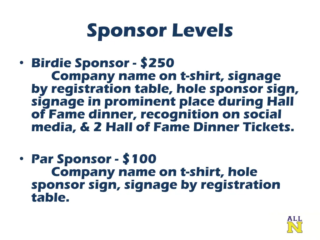 sponsor levels 1