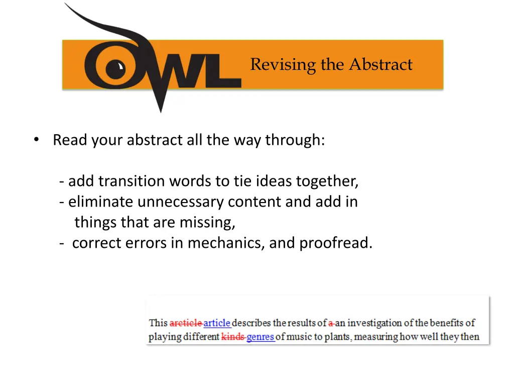 revising the abstract