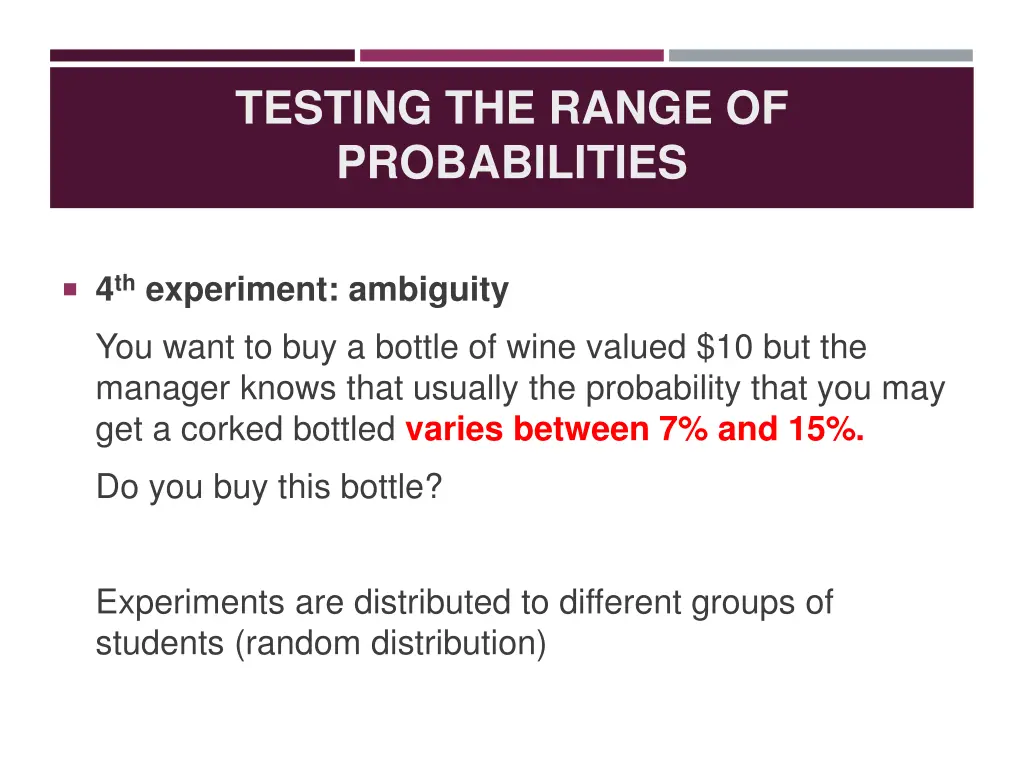 testing the range of probabilities