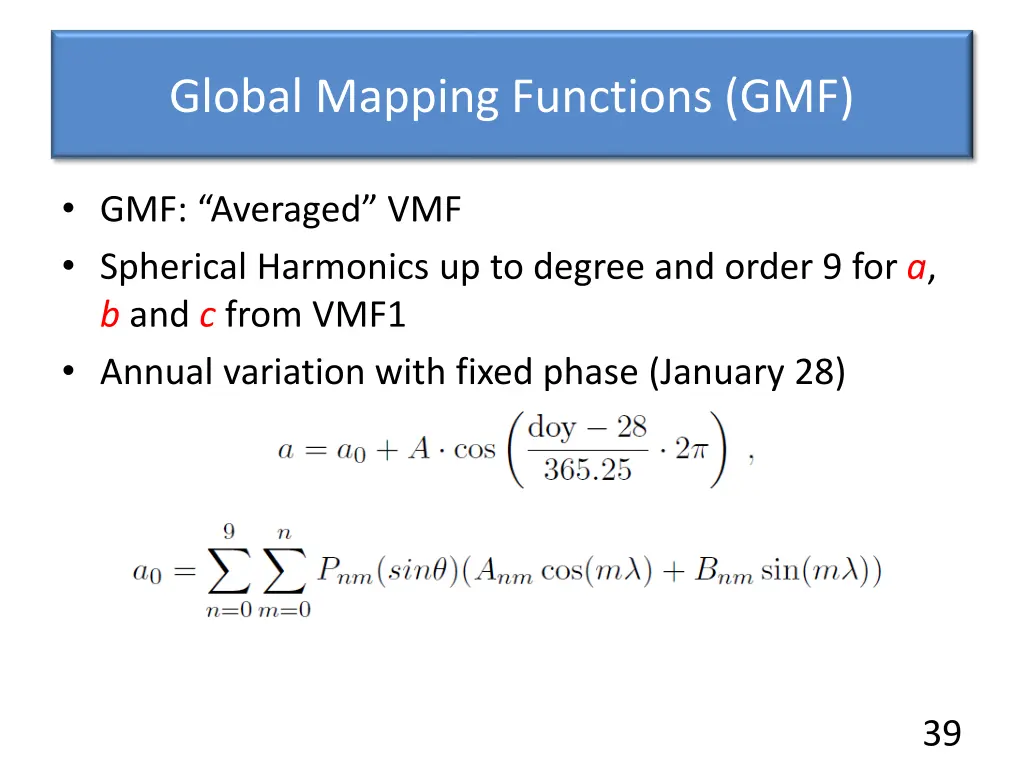 global mapping functions gmf